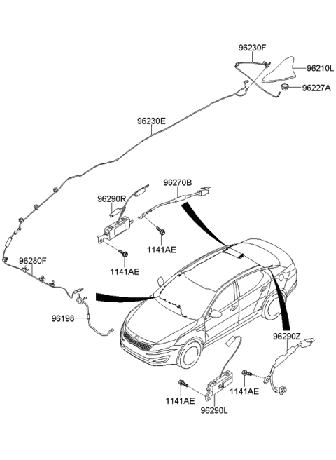 2013 Kia Optima Hybrid Feeder Cable-Antenna Diagram for 962202T400