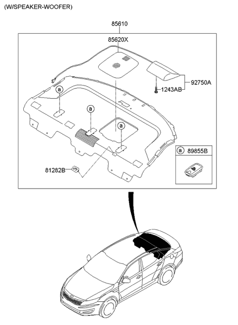 2011 Kia Optima Hybrid Trim Assembly-Package Tray Diagram for 856104U040VA