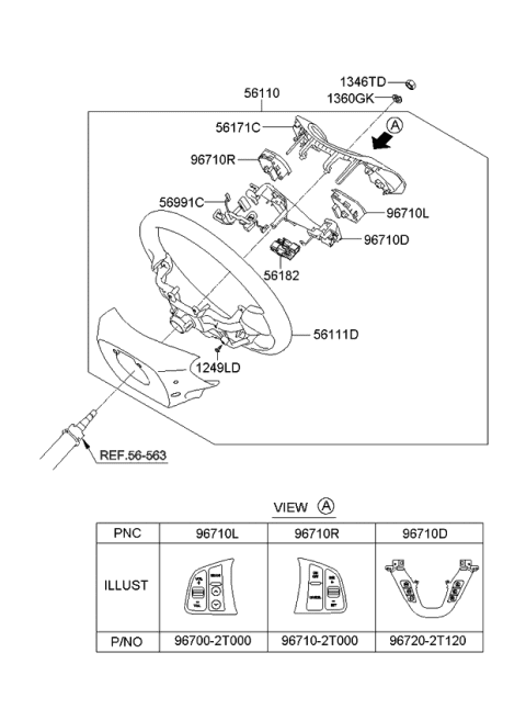 2012 Kia Optima Hybrid Steering Wheel Assembly Diagram for 561004UEF0VA