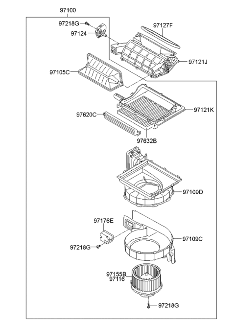 2013 Kia Optima Hybrid Blower Unit Diagram for 971004UBA0