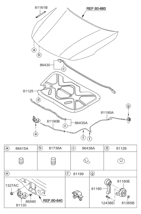 2013 Kia Optima Hybrid Hood Trim Diagram