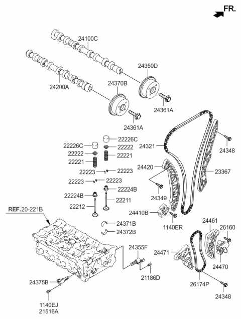 2013 Kia Optima Hybrid Camshaft & Valve Diagram