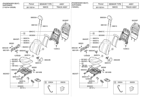 2011 Kia Optima Hybrid Frame Assembly-Front Seat Diagram for 884102T030