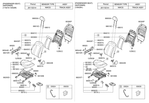 2011 Kia Optima Hybrid Front Seat Cushion Passenge Covering Diagram for 882602T081AN7