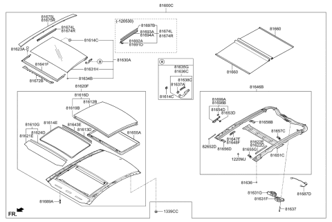 2013 Kia Optima Hybrid 4OTOR Assembly-PANORAMAROOF(Gl Diagram for 816712T210