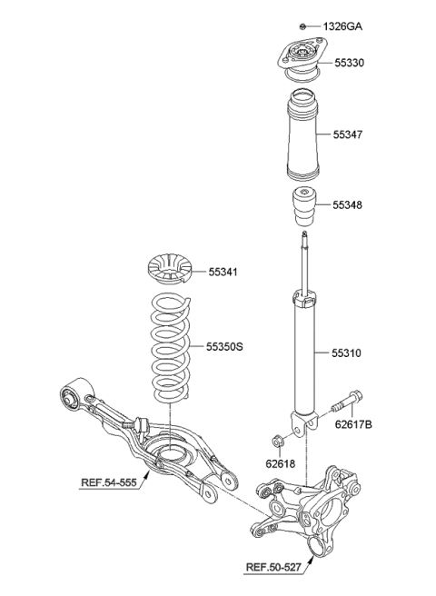 2013 Kia Optima Hybrid Rear Shock Absorber Assembly Diagram for 553114R010
