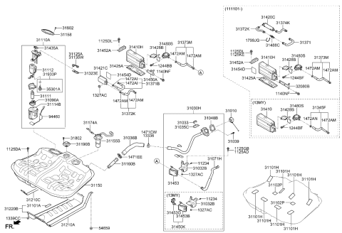 2011 Kia Optima Hybrid Hose-Fuel Filler Diagram for 310362T500