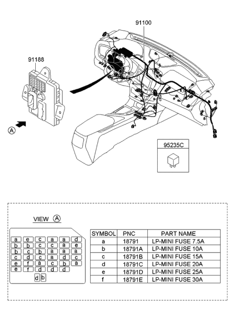 2012 Kia Optima Hybrid Instrument Panel Junction Box Assembly Diagram for 919502T120