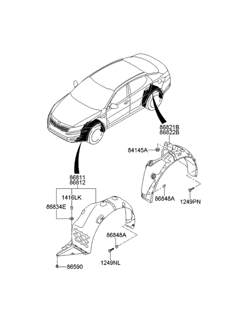 2013 Kia Optima Hybrid Guard Assembly-Rear Wheel Diagram for 868222T300