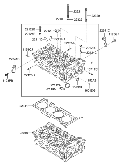 2013 Kia Optima Hybrid Cylinder Head COMPT Diagram for 73RY42GF00