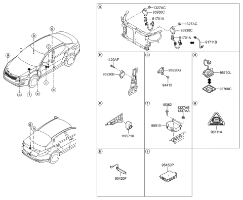 2011 Kia Optima Hybrid Air Bag Control Module Assembly Diagram for 959104U610