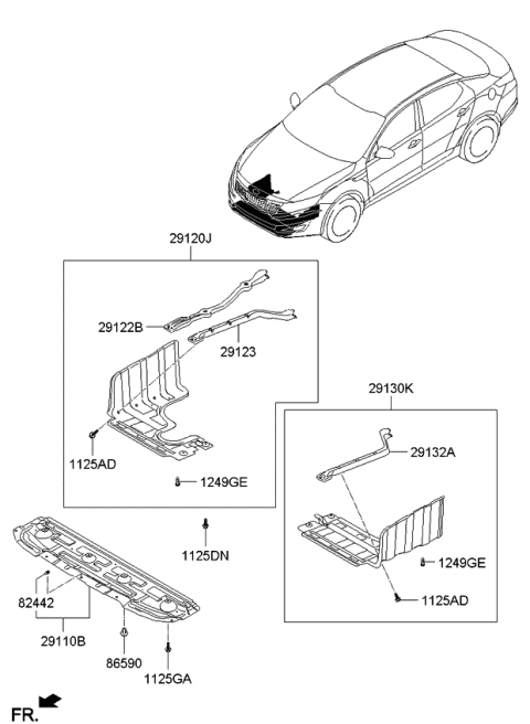 2013 Kia Optima Hybrid Panel Assembly-Under Diagram for 291104U200
