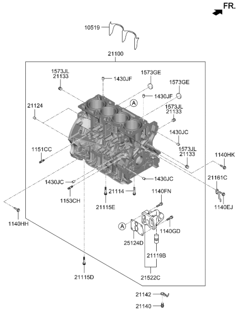 2013 Kia Optima Block Assembly-Cylinder Diagram for 211002G737