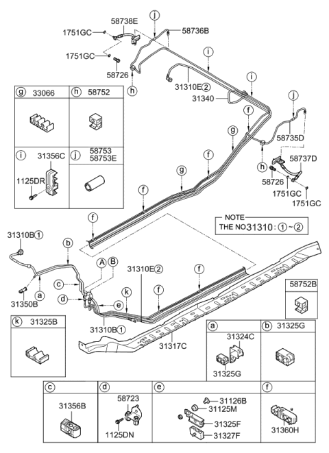 2012 Kia Optima US Georgia Made Brake Fluid Line Diagram 2