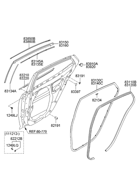 2011 Kia Optima WEATHERSTRIP-Rear Door Body Side Diagram for 831202T000