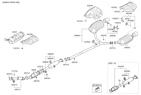 2011 Kia Optima Front Muffler Assembly Diagram for 286103Q000