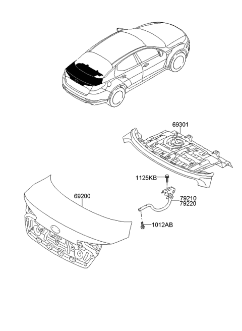 2011 Kia Optima Hinge Assembly-Trunk Lid Diagram for 792104C000