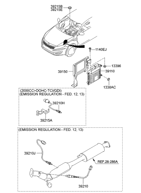 2013 Kia Optima Ecu Ecm Pcm Engine Computer Control Module Diagram for 391112G867