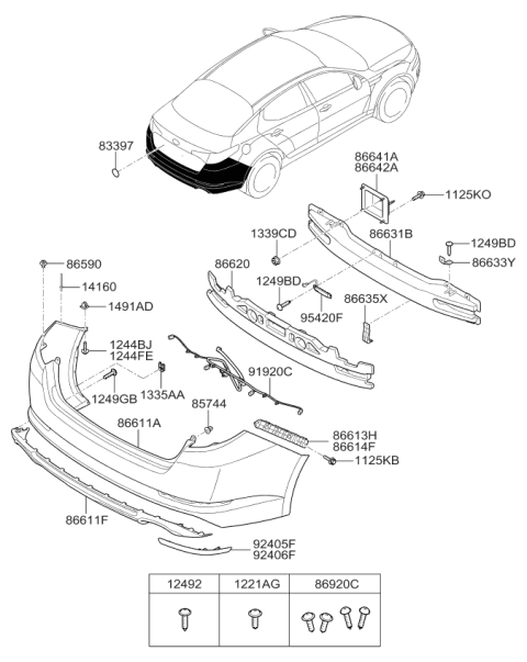 2013 Kia Optima Rear Bumper Lower Cover Diagram for 866124C010