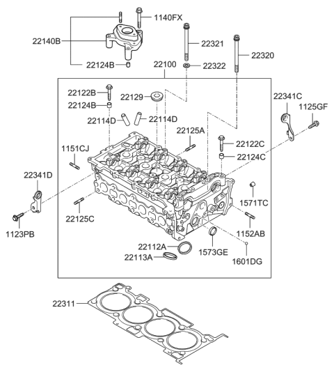 2011 Kia Optima Head Assembly-Cylinder Diagram for 221002G560