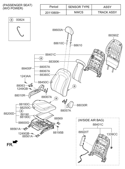 2012 Kia Optima US Georgia Made Seat-Front Diagram 1