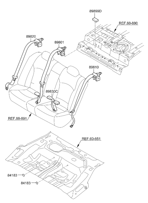 2012 Kia Optima US Georgia Made Rear Seat Belt Diagram