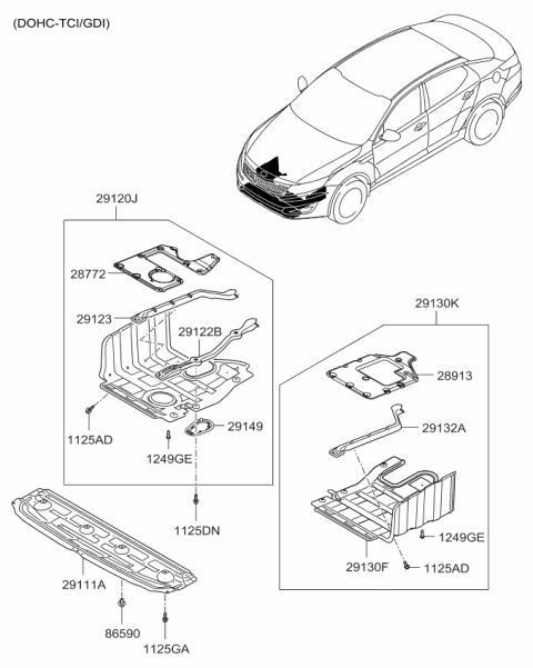 2013 Kia Optima Panel-Side Cover,RH Diagram for 291203Q010