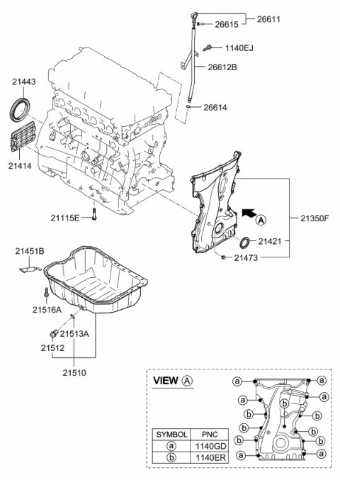 2012 Kia Optima US Georgia Made Belt Cover & Oil Pan Diagram 1