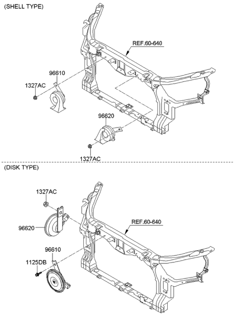 2013 Kia Optima Horn Assembly-High Pitch Diagram for 966202T000