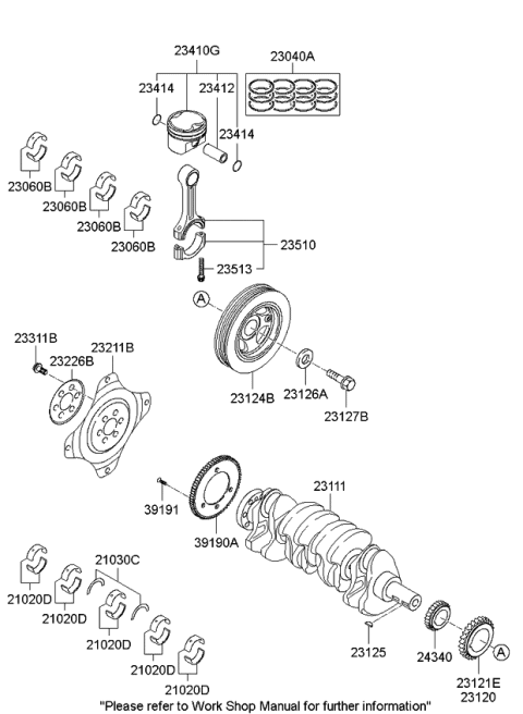 2012 Kia Optima CRANKSHAFT Diagram for 231112G430