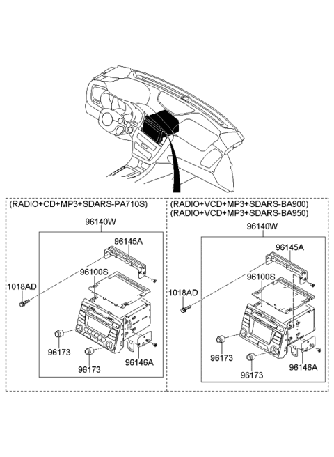 2012 Kia Optima Audio Assembly Diagram for 961702T651CA