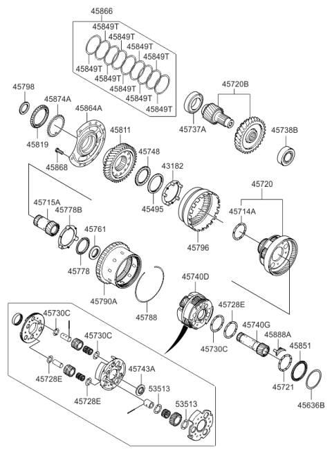 2012 Kia Optima Bearing-Taper Roller Diagram for 457373B000