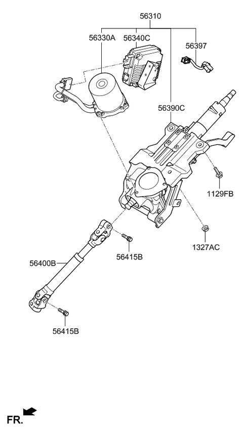 2011 Kia Optima US Georgia Made Steering Column & Shaft Diagram