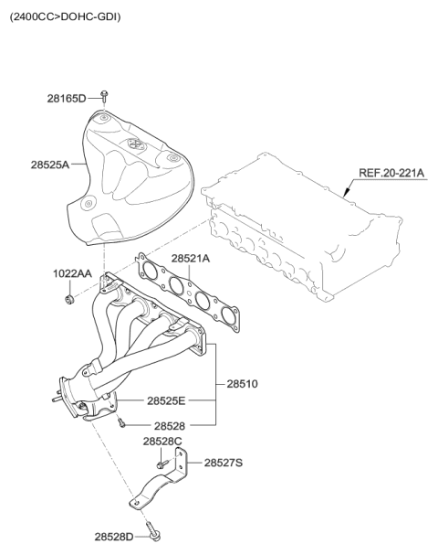 2012 Kia Optima US Georgia Made Exhaust Manifold Diagram 2