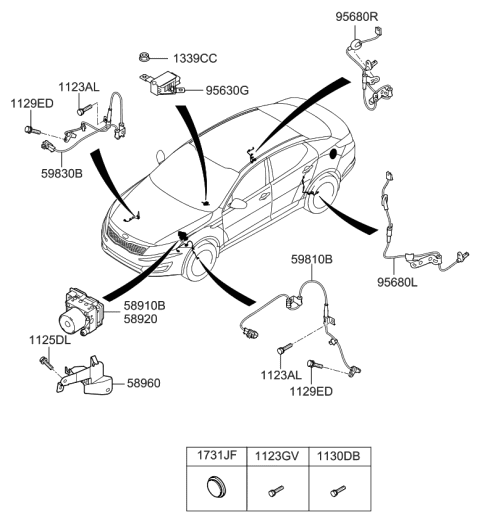 2011 Kia Optima Sensor Assembly-Front Abs Diagram for 598102T500