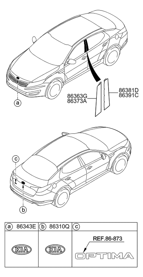 2012 Kia Optima US Georgia Made Emblem Diagram