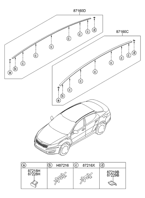 2013 Kia Optima Roof Garnish & Rear Spoiler Diagram 1