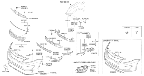 2011 Kia Optima Bracket -Front Bumper Diagram for 865144C000