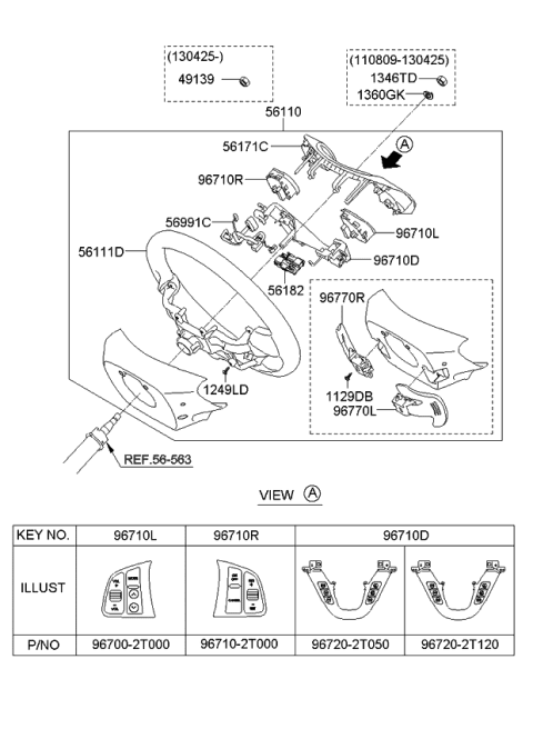 2011 Kia Optima Steering Wheel Body Diagram for 561202T000VA