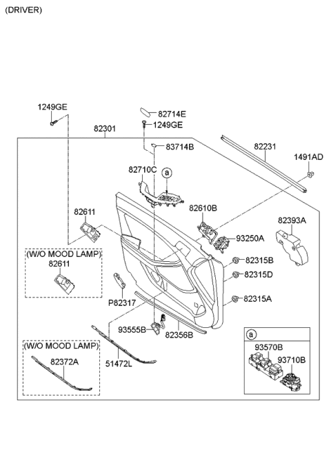 2012 Kia Optima Front Door Inside Handle Assembly, Left Diagram for 826102T010