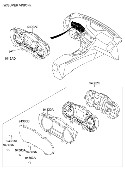 2013 Kia Optima Cluster Assembly-Instrument Diagram for 940012T322