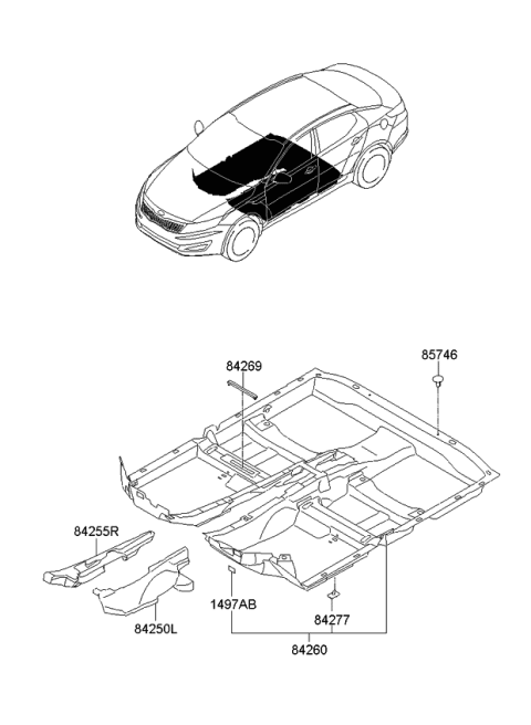 2012 Kia Optima Carpet Assembly-Floor Diagram for 842604C010VA