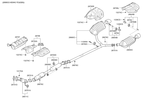 2013 Kia Optima Muffler & Exhaust Pipe Diagram 1