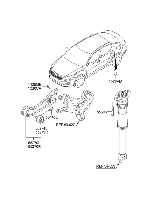 2011 Kia Optima Arm Assembly-Rear Trailing Diagram for 552804C100