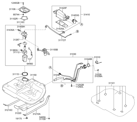 2012 Kia Optima Fuel Pump & Sender Module Assembly Diagram for 311103Q650