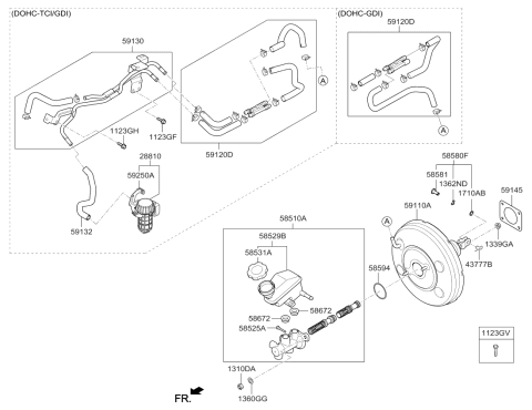 2011 Kia Optima US Georgia Made Brake Master Cylinder & Booster Diagram