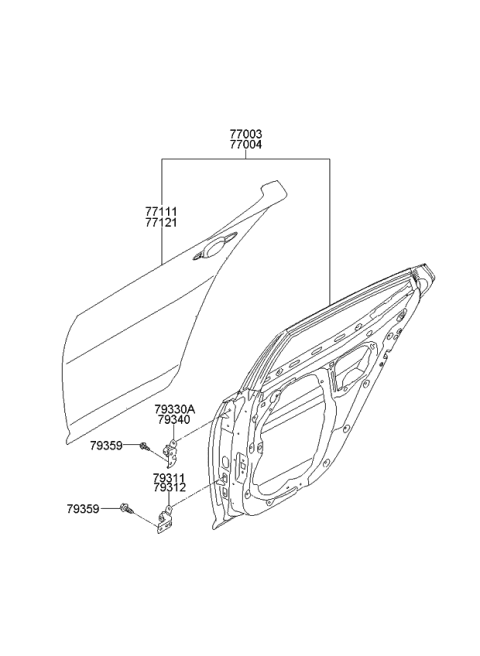 2012 Kia Optima US Georgia Made Rear Door Panel Diagram