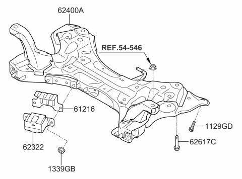 2012 Kia Optima US Georgia Made Front Suspension Crossmember Diagram