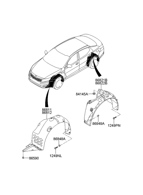 2012 Kia Optima Guard Assembly-Rear Wheel Diagram for 868214C000