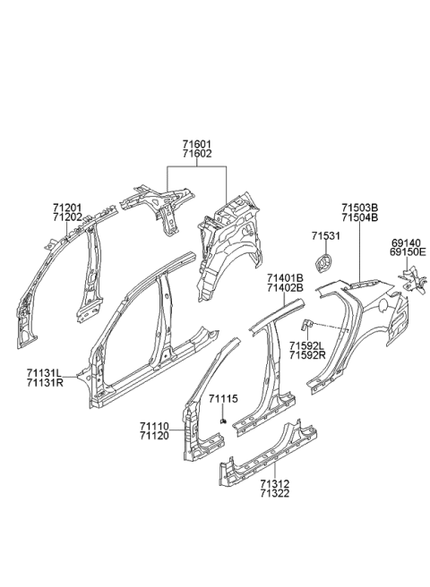 2011 Kia Optima Panel Assembly-Combination Lamp Diagram for 691312T000